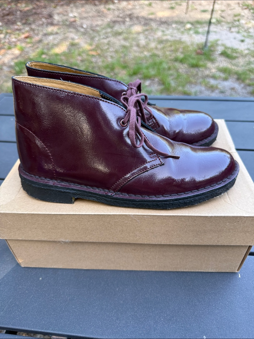 Clarks Desert Boot - Wine Patent, Women’s size 8